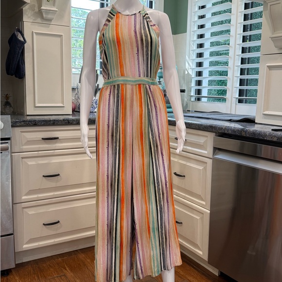Blank NYC Pants - Blank NYC Striped Multicolor Halter Summer Jumpsuit Small